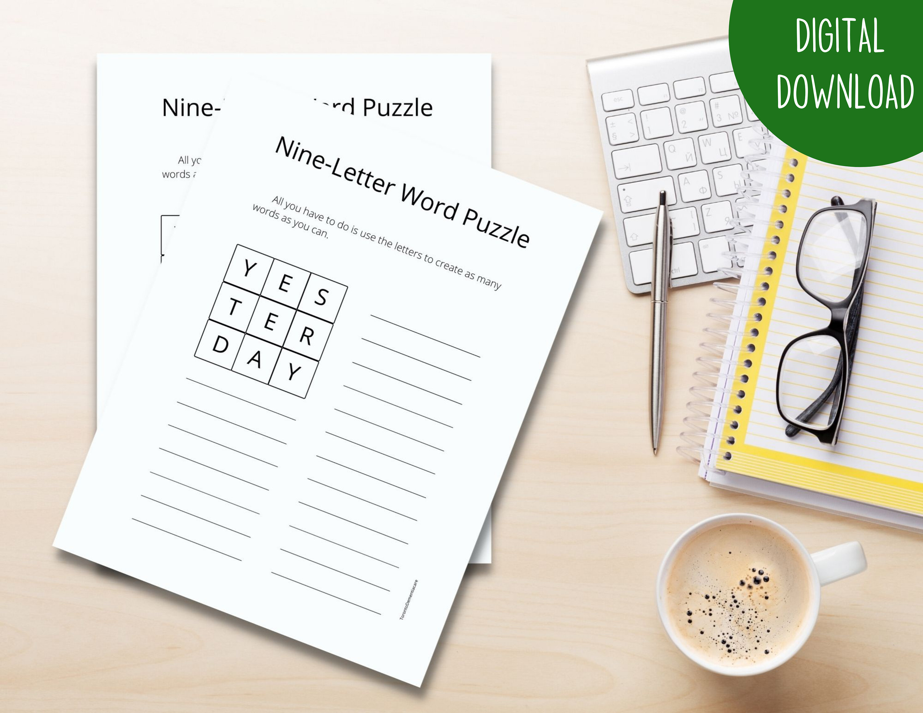 Nineletter Word Puzzle Dementia Alzheimers Large Print Digital Download Etsy