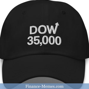 DOW 35000 Stock Exchange Hat, NYSE Dow 35K Day Trader Gift, Dow Jones DJIA Stock Market Hat, Day Trading Gift For Him