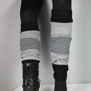 Leg warmers made of elastic viscose jersey Schwarz/Grau