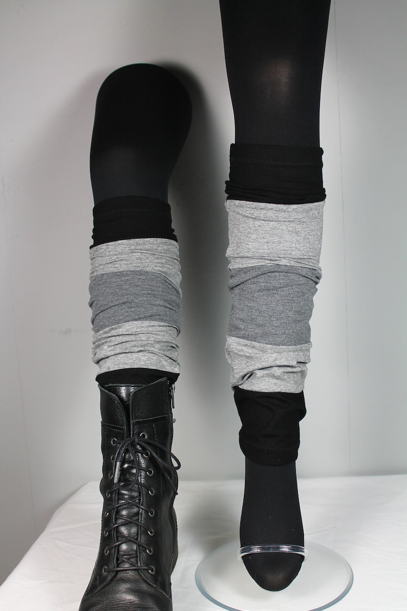 Leg warmers made of elastic viscose jersey Schwarz/Grau