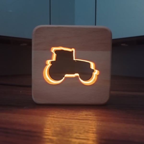 Décoration de tracteur veilleuse LED en bois / lampe de table, décoration de tracteur, décoration en bois, veilleuse LED, USB-C