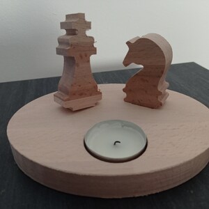 Chess figure tealight holder - King + Knight - Tealight - Tealight holder - Tealight decoration made of wood
