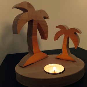 Palm tealight holder - tealight - tealight holder - tealight decoration made of wood