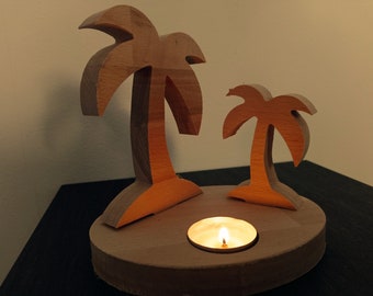 Palm Tree Tealight Holder - Tealight - Tealight Holder - Tealight Decoration - Wooden Decor