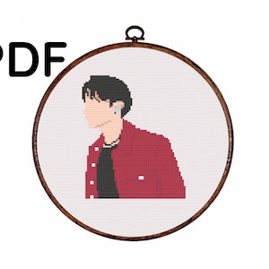JHope BTS k-pop cross stitch pattern - Red