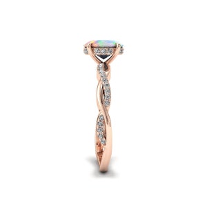 Oval Opal Engagement Ring Rose Gold Opal Wedding Ring For Women Halo Opal Promise Ring For Her Bridal Anniversary Ring Opal Solitaire Ring