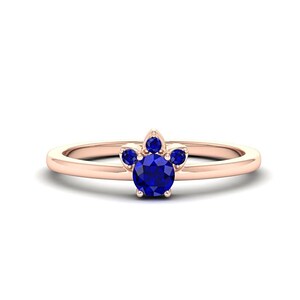 Round Cut Natural Blue Sapphire Statement Ring for Women in 14K Rose Gold, Vintage Dainty Engagement Ring, Minimalist Promise Ring for Her