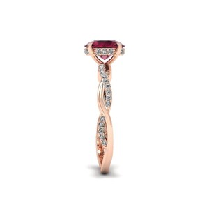Oval Cut Red Garnet Ring Sterling Silver Engagement Ring For Women Red Gemstone Ring January Birthstone Crossover Band Twisted Ring 14K Gold