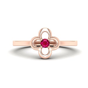 925 Silver Round Ruby Antique Engagement Ring for Women, Rose Gold over Silver Vintage Handmade Ring, July Birthstone Minimalist Dainty Ring