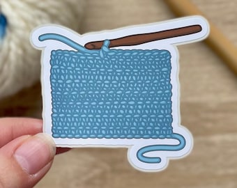 Crochet Sticker | Blue Crochet Sticker | Crocheter Sticker | Waterproof Sticker | Yarn Sticker | Crochet Hook Sticker