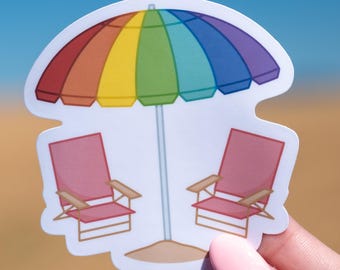 Beach Umbrella and Chairs Sticker | Summer Sticker | Cute Sticker | Beach Sticker | Summer | Vacation Sticker | Waterproof Vinyl Sticker
