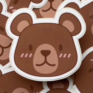 Bear Sticker | Cute Bear Sticker | Brown Bear | Waterproof Sticker | Animal Sticker | Kawaii Sticker