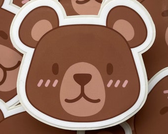 Pegatina de oso / Pegatina de oso lindo / Oso marrón / Pegatina impermeable / Pegatina de animal / Pegatina kawaii