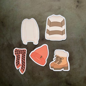 5-Pack Fall Clothes Die-Cut Stickers