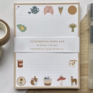 Cottagecore Notizblock | Cottage Core Notizblock | Niedliches Briefpapier | Süßer Notizblock mit Umrandung