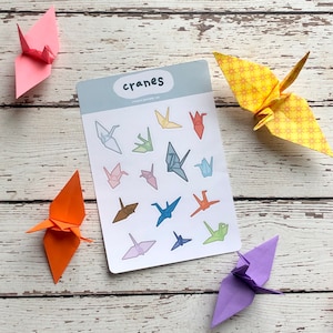 Hoja de pegatinas de Origami Cranes
