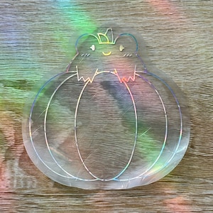 Pumpkin Frog Suncatcher | Frog Sun Catcher | Suncatcher Sticker | Suncatcher Decal | Holographic | Frog Sticker | Holo | Pumpkin Sticker