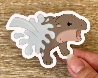 Hose Baby Pygmy Hippo Sticker | Hippo Sticker | Cute Sticker | Animal Sticker | Moo Deng | Moo Deng Sticker | Waterproof Vinyl Sticker