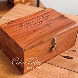 The Perfect Box | 12" x 8"  Engraved Wood Box with lock, Engraved Cedar Box, Wedding Gift, Cedar Stash Box, Large Box with Latches