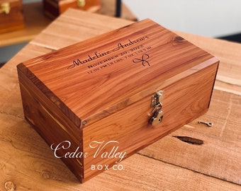 The Perfect Box | 12" x 8"  Engraved Wood Box with lock, Engraved Cedar Box, Wedding Gift, Cedar Stash Box, Large Box with Latches