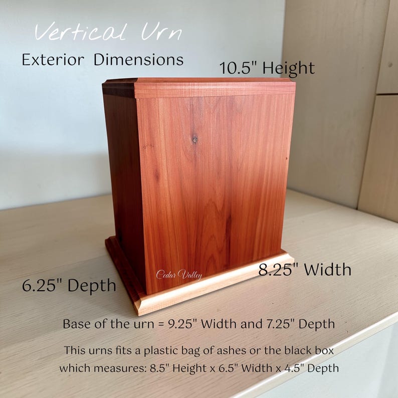 Walnut Cross Urn, Cedar Cremation Urn, Cherry Human Urn, Urn for Ashes, Cremation Box, Crucifix, Religious imagen 4