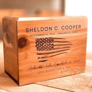 Flag Urn, Cedar Urn, Wooden Urn for Human Ashes, #HumanUrn, Cremation Urn, Cedar Box, #CedarUrn, Human Urn