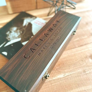 Aged Chestnut Cedar Bottle Box / Wine Box with lock  or latch, Engraved Spirits Box, Wedding, Groomsman, Wood Box, Bourbon, Whiskey, Vodka