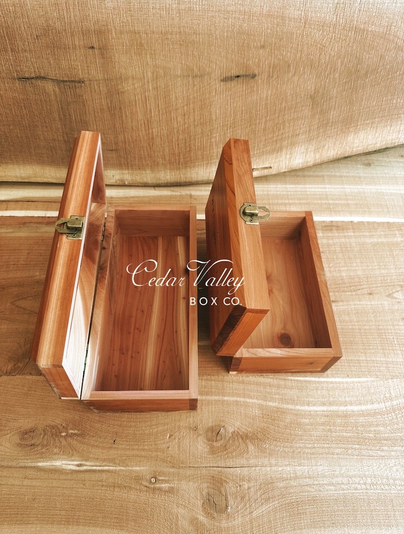 8 and 10 Cedar Box w/Latch or Lock, Keepsake Box, Engraved Cedar Box, Cremation Urn, Wood Box, Stash Box, Minimalist, AVERY LAYOUT image 4