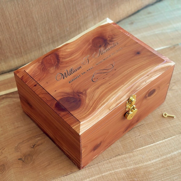 10" x 8" Human Urn with latch "NEW" Custom Pillow Edge, Cedar Human Urn, Engraved, Wood Cremation, Wood Urn, Human Ashes, Cedar Box