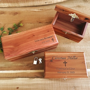 Engraved Wood God Box, First Communion Box, Baptism, God Child Gift, Grandchild Keepsake, Rosary,  Cedar Wood Box, Confirmation, Prayer Box