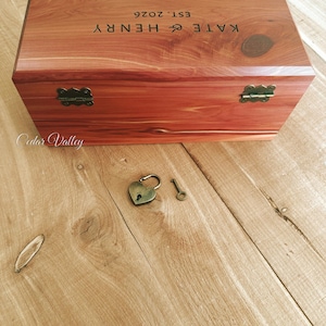 Engraved Cedar Chest, Wood Box, Personalized, Wedding Gift, Keepsake, Jewelry Box, Baptism, 10", Confirmation image 6