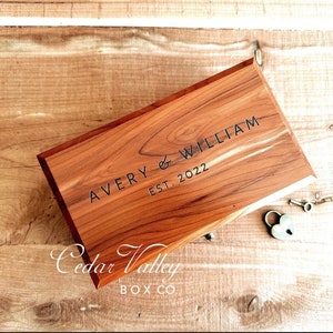 8 and 10 Cedar Box w/Latch or Lock, Keepsake Box, Engraved Cedar Box, Cremation Urn, Wood Box, Stash Box, Minimalist, AVERY LAYOUT image 3