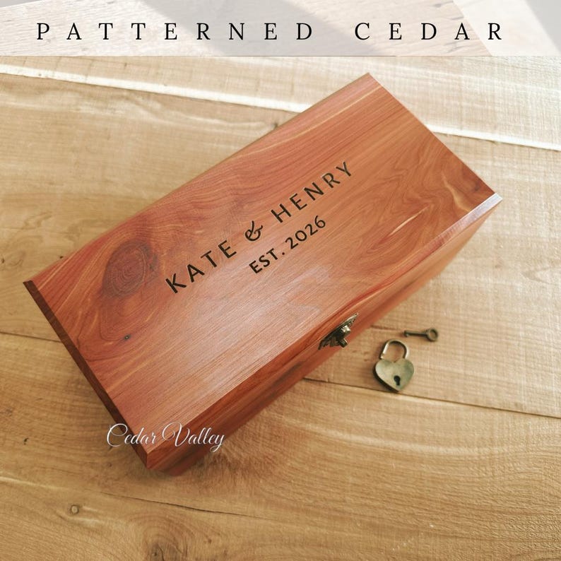 Engraved Cedar Chest, Wood Box, Personalized, Wedding Gift, Keepsake, Jewelry Box, Baptism, 10", Confirmation image 1