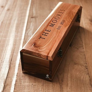 Engraved Cedar Bottle Box / Wine Box with lock or latch, Ceremony Box, Love Letter Box, Personalized Wedding Gift, Wood Box, Unity Box