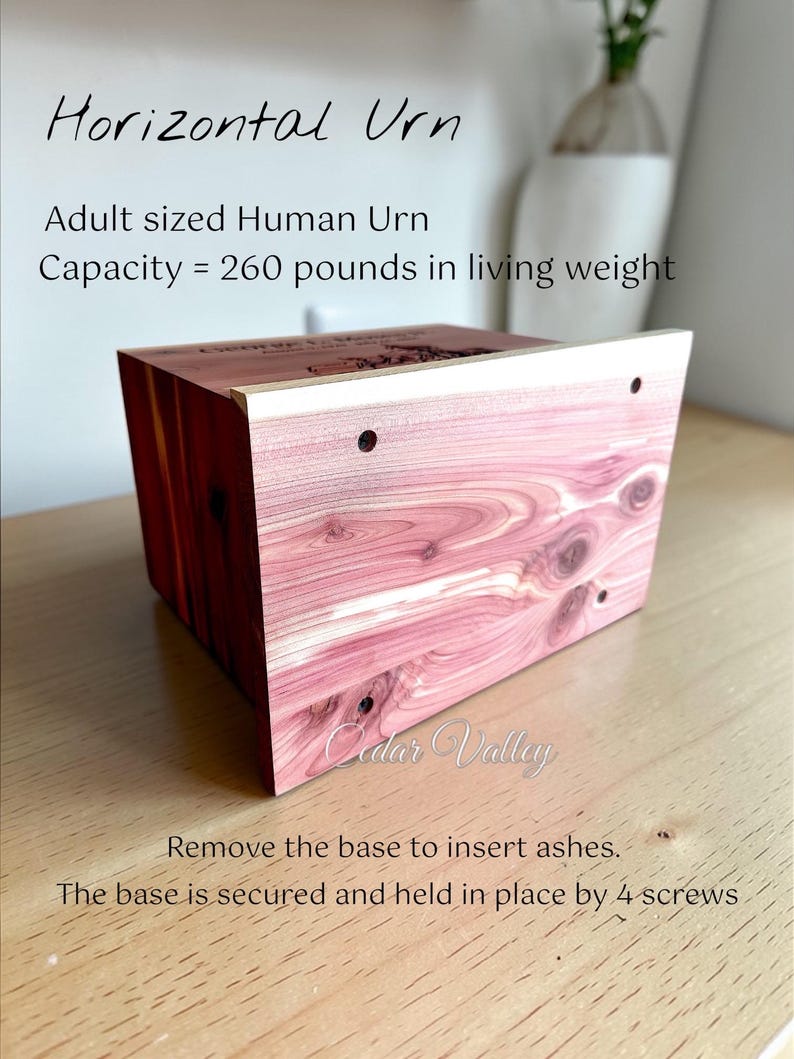 Custom Image Human Urn, Wooden Urn for Ashes, Cremation Urn, Cedar Box, Motorcycle, Deer, Tree of Life, Mountains, Flag, Cherry, Walnut imagen 4