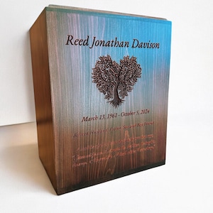 Aged Chestnut Tree of Life Cedar Urn  | Wooden Urn for Human Ashes, Urn Human, Urn for Ashes, Ashes Keepsake, Cremation, Cedar Box