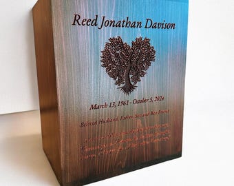 Aged Chestnut Tree of Life Cedar Urn  | Wooden Urn for Human Ashes, Urn Human, Urn for Ashes, Ashes Keepsake, Cremation, Cedar Box