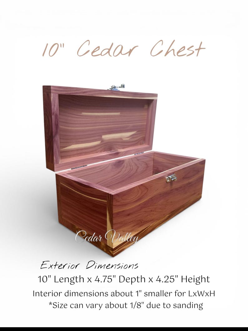 Engraved Cedar Chest, Wood Box, Personalized, Wedding Gift, Keepsake, Jewelry Box, Baptism, 10", Confirmation image 2