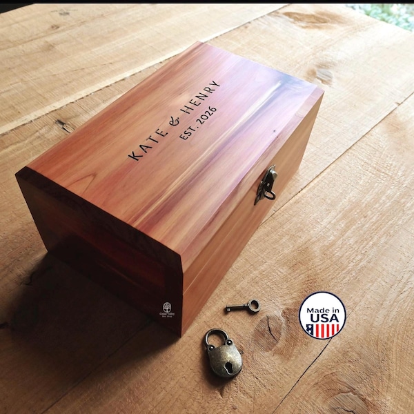 Personalized Cedar Keepsake Chest, Engraved Wood Box with lock or latch, Wedding Gift, Jewelry Box, Baptism, Confirmation, Cedar Valley