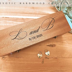 Customized Wood Wine Box with lock or latch, Ceremony Box, Sapele Love Letter Box, Personalized Wedding Gift, Wood Box, Unity Box, Pecan