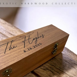 Custom Wedding Wine Box with Lock, Ceremony Box, Love Letter Box, Wine Capsule, Wood Wine Box, Handmade, Wedding, Anniversary, Pecan Sapele