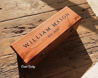 Personalized Cedar Wine Box, Bourbon, Love Letter, Unity Ceremony, Engraved, Wedding Gifts, Monogram, Bride