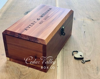 8" and 10" Cedar Box w/Latch or Lock, Keepsake Box, Engraved Cedar Box, Cremation Urn, Wood Box, Stash Box, Minimalist, AVERY LAYOUT