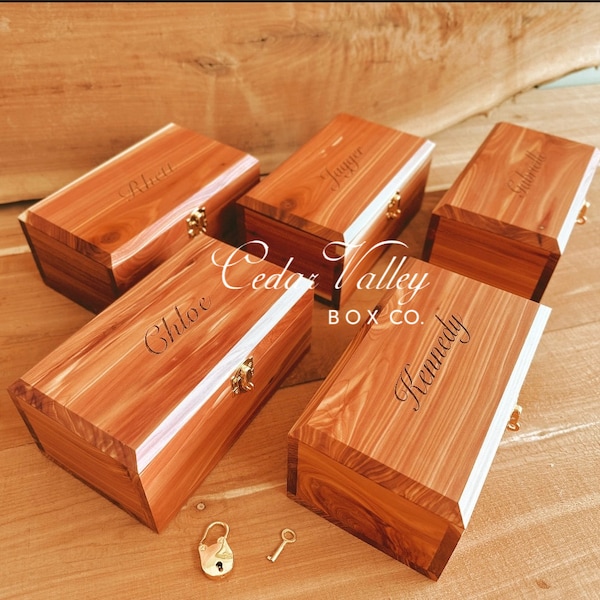Cedar Box w/Latch or Lock, Keepsake Box, Cedar Box, Cremation Urn, Wood Box, Aromatic Easter Cedar Box, 8 inch or 10 inch wood box