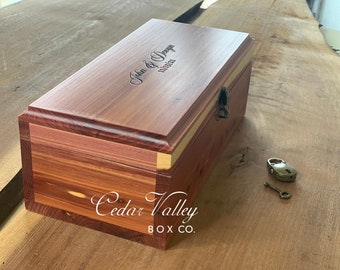 Cedar Box with lock or latch / 10" x 4.75" wood box /Aromatic Eastern Cedar Urn / Cedar Chest / Engraved Cedar Box /Wedding Gift/Stash Box/