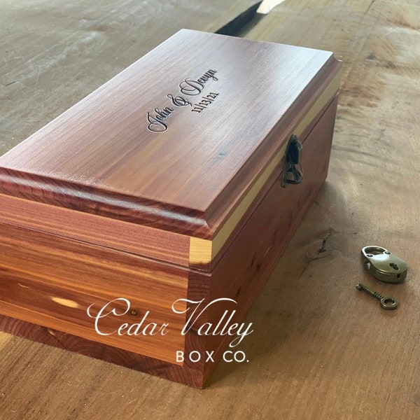 Cedar Box with lock or latch / 10" x 4.75" wood box /Aromatic Eastern Cedar Urn / Cedar Chest / Engraved Cedar Box /Wedding Gift/Stash Box/