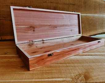 23 x 8 x 3 Native American Feather Case, Blade Box, Cedar, Wooden Box for Instruments, Fan Sacreds Medicine, Ceremonial, Peyote, Knife