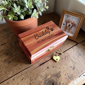 Engraved Cedar Pet Urn Box, Dog, Cat Memorial, Keepsake, Ashes, Wood Box, Chest, personalized
