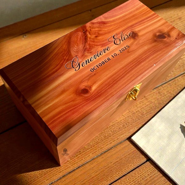 Personalized Cedar Keepsake  Chest, Engraved Wood Box  Wedding Gift,  Jewelry Box, Baptism, 10", Confirmation, Cedar Valley