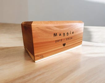 Personalized Cedar Wood Pet Urn, Custom Engraved Dog and Cat Memorial,Cremation Box for Ashes, Keepsake Chest with lock, Cedar Valley